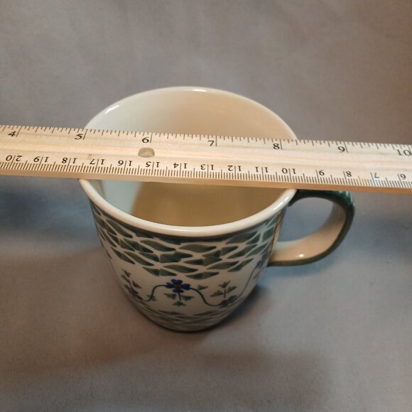 Boleslawiec Polish Pottery Lucky Blue Clover Coffee Mug Tea Cup Preowned 8 Ounce - Picture 8 of 8